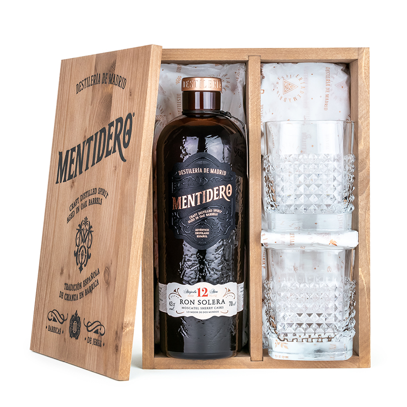 RON MENTIDERO SOLERA 12 AÑOS CON VASOS - PACK REGALO